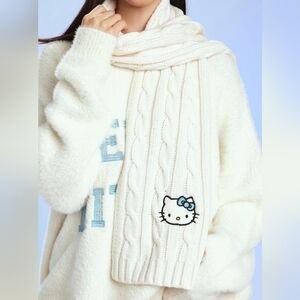 Angel y2k Hello Kitty Blue bow Sanrio Cable Knit Scarf